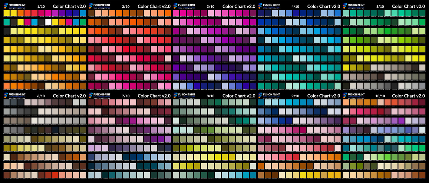 Color Chart V2.0 – 10 sheets – Fusion Print