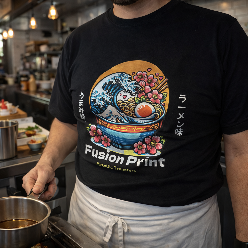 Metallic Ramen Cook-black-t-shirt