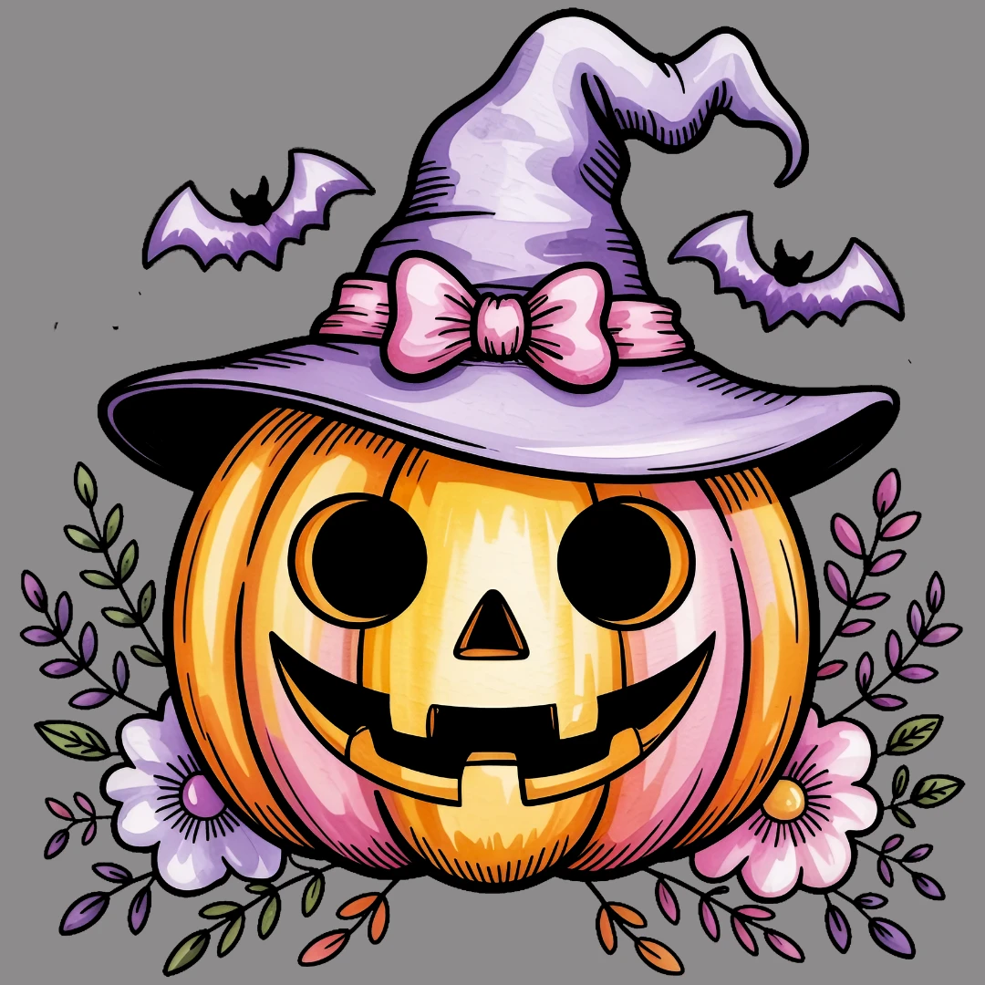Halloween Pumpkin with Flowers - Image 2