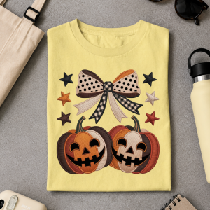Pumpkin Twins, Ribbon and Stars