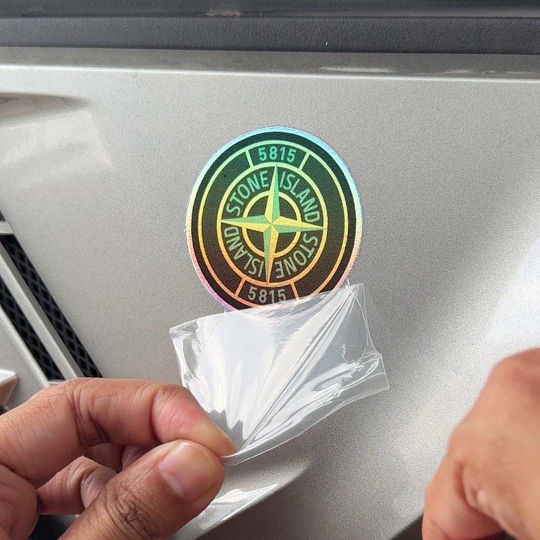 Sticking UV DTF Metallic Sticker on hard surface