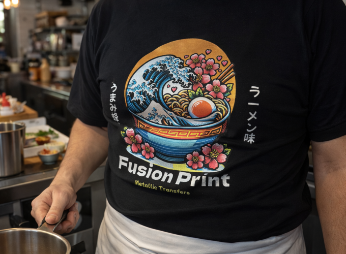 Metallic Ramen Cook-black-t-shirt